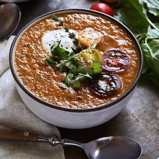 Chilled Roasted Heirloom Tomato Soup