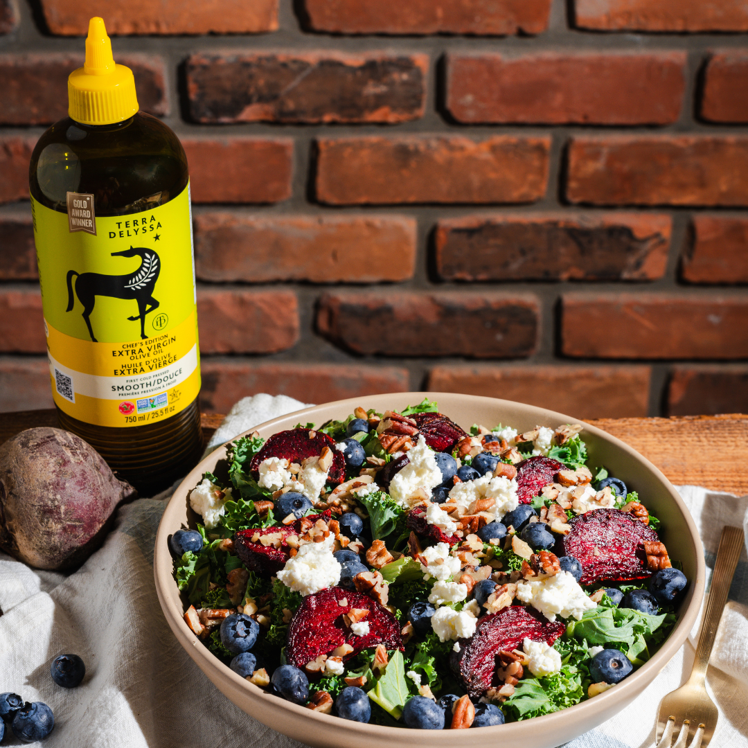 Beet Salad with Goat Cheese and Dijon Dressing.