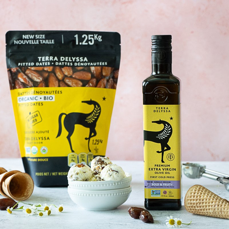 オリーブオイル、デーツ、ピーカン、ラムのアイスクリーム | TERRA