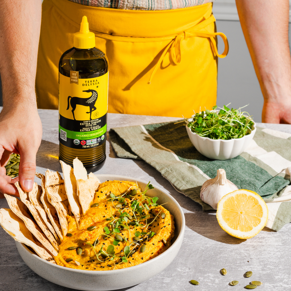 Savory Pumpkin Hummus with Olive Oil & Za’atar